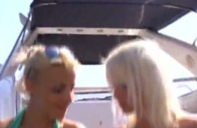 young blonde lesbian babes on a boat.