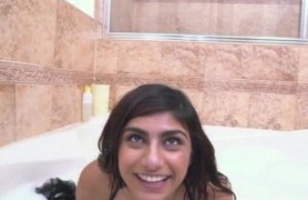 amazing titted brunette teen bathing with my cock